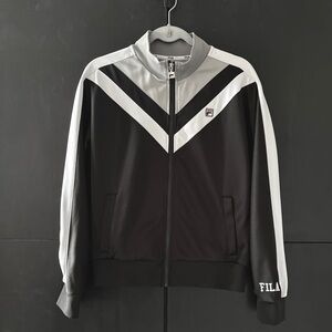 FILA Color blocked Black White and Gray Track Jacket Size Medium